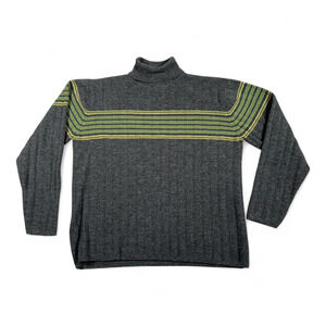 Banana Republic Sweater Womens EXTRA LARGE Black Green Wool Turtleneck Y2K
